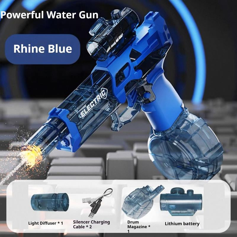 2025 NEW Electric Water Shooter, Water Blaster Swimming Pool Toys for Adults Kids Automatic Blaster with Light 32 FT Long Range Rechargeable Waterproof