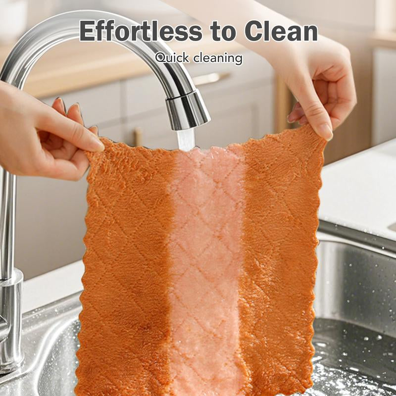 10 Counts Cleaning Cloth for Kitchen, Microfiber Premium Fabric Cloths, Double-Sided Dish Cleaning Cloths, Reusable Multi-Function Home Cleaning Cloth, Random Colors