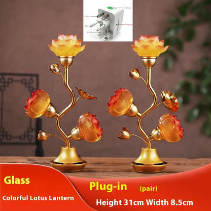 Colorful Lotus Plug-in Three Products Colored Glaze Led Pilot Lamp CJDropshipping