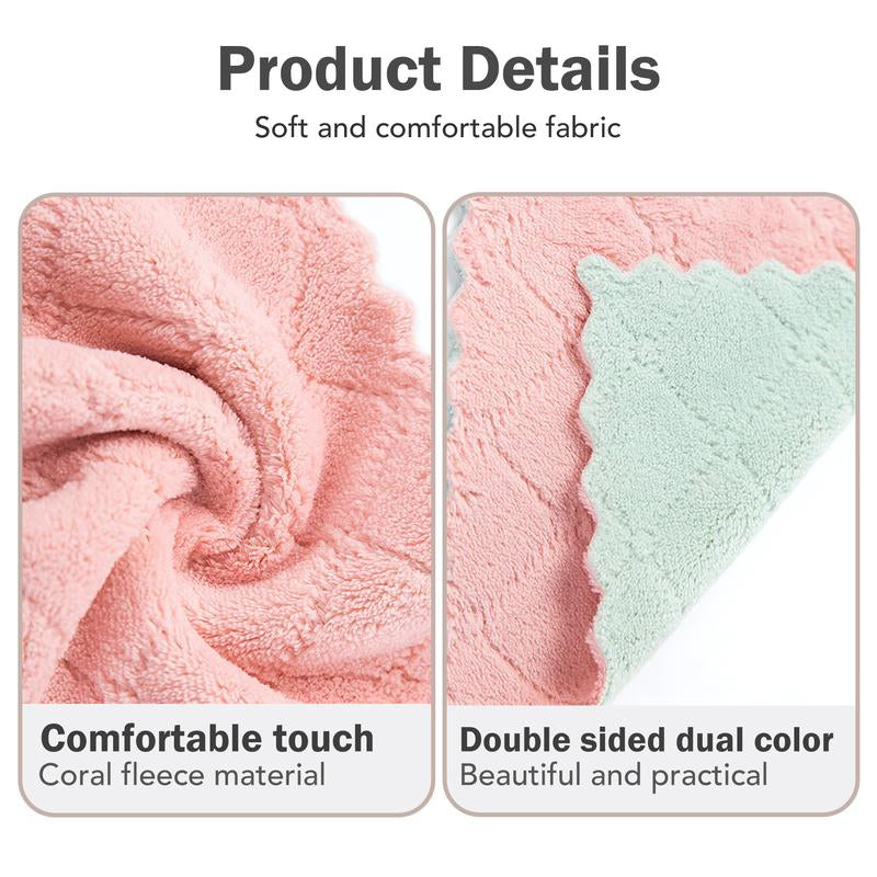 10 Counts Cleaning Cloth for Kitchen, Microfiber Premium Fabric Cloths, Double-Sided Dish Cleaning Cloths, Reusable Multi-Function Home Cleaning Cloth, Random Colors