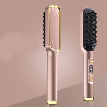 Hair Straightener Brush Electric Hot Comb Anti-scalding Maroon Asteria