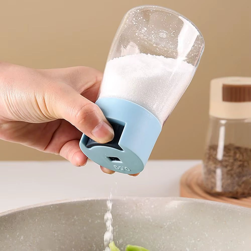 0.5G Quantitative Seasoning Container Dustproof Press Type Seasoning Jar Seasoner Storage Salt Dispenser for Home Kitchen