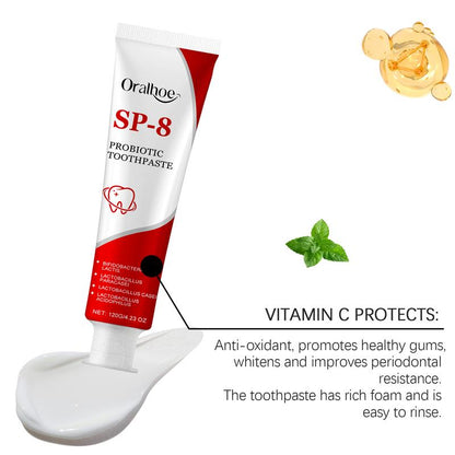 Sp-8 Probiotic Brightening White Toothpaste for Deep Cleaning and Care of Teeth,Oral Care,Whitening,Stain Removal,Brightening White Mint Toothpaste