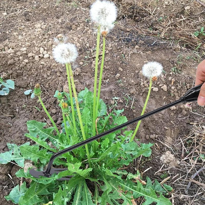 Garden Weed Pulling Tool Uprooting Weeding Tool, 4 Teeth Weed Puller Tool Manganese Steel Garden Weeder Tool for Vegetable Gardening Planting (Black, 2 Pack, 16 Inches)