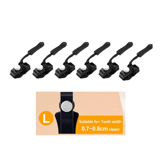 6 Pcs Universal Instant Zipper Repair Replacement Sliding Teeth Rescue Zipper Fixer Screw on for Bag 3 Different Size Sewing Kit