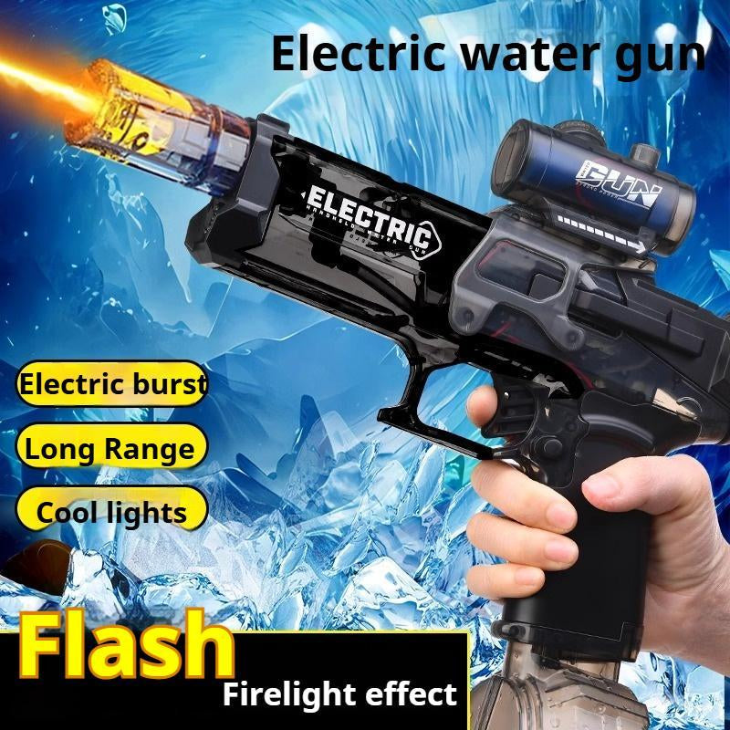 2025 NEW Electric Water Shooter, Water Blaster Swimming Pool Toys for Adults Kids Automatic Blaster with Light 32 FT Long Range Rechargeable Waterproof