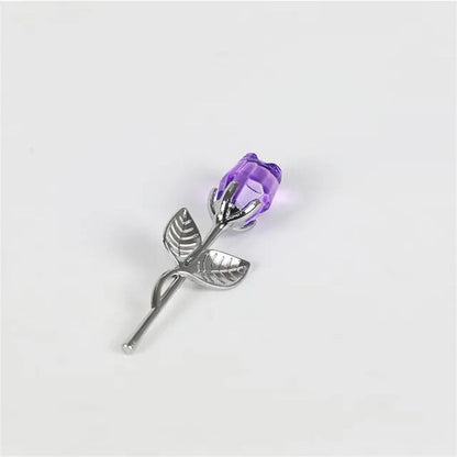 Valentines Day Gift Crystal Glass Rose Artificial Flower Silver Gold Rod Rose Flower for Girlfriend Wedding Gifts for Guest Shop1104358055 Store