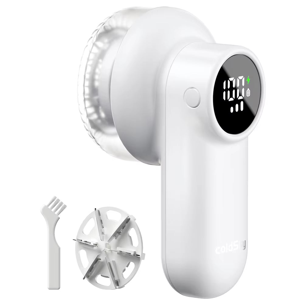 Coldsky Rechargeable Lint Shaver with Digital Display Fabric Shaver Sweater Shaver 3-Speeds with 6-Leaf Blades for Clothes Sofa