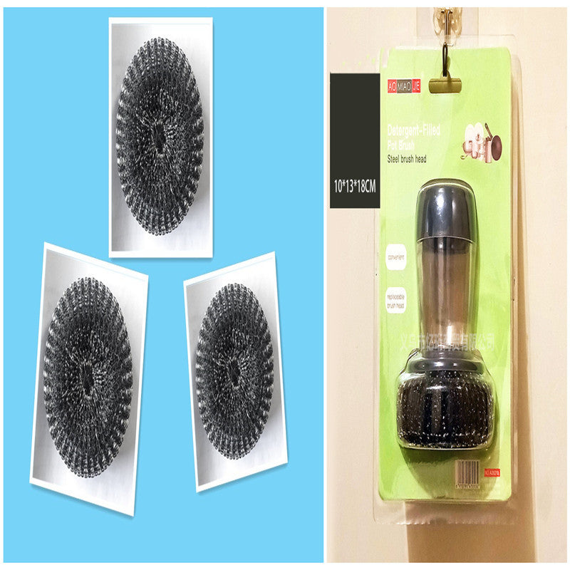 Kitchen Soap Dispensing Palm Brush Cleaner Push-type Brush Kitchen Detergent Tools Shop1104358116 Store