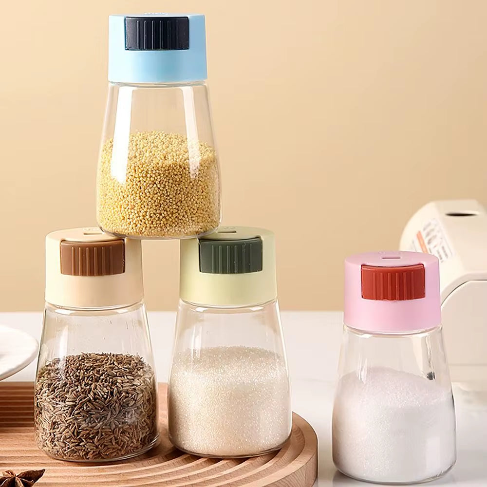 0.5G Quantitative Seasoning Container Dustproof Press Type Seasoning Jar Seasoner Storage Salt Dispenser for Home Kitchen