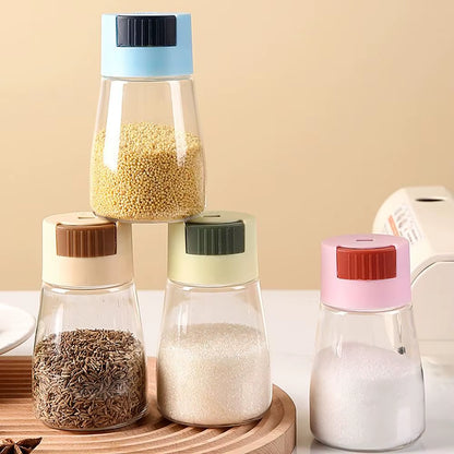 0.5G Quantitative Seasoning Container Dustproof Press Type Seasoning Jar Seasoner Storage Salt Dispenser for Home Kitchen