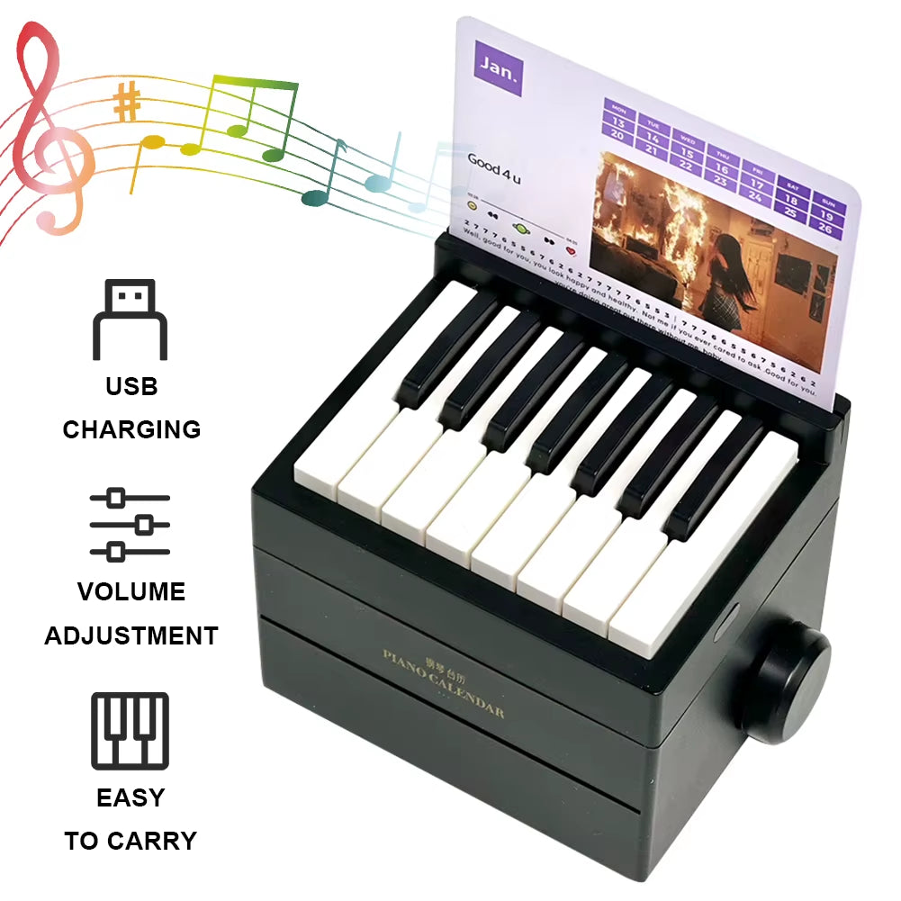 Singer Piano Calendar 2025 Playable Mini Piano Calendar Music Sheets Toy 15 Keys Piano Desk Calendar Gift for Fans