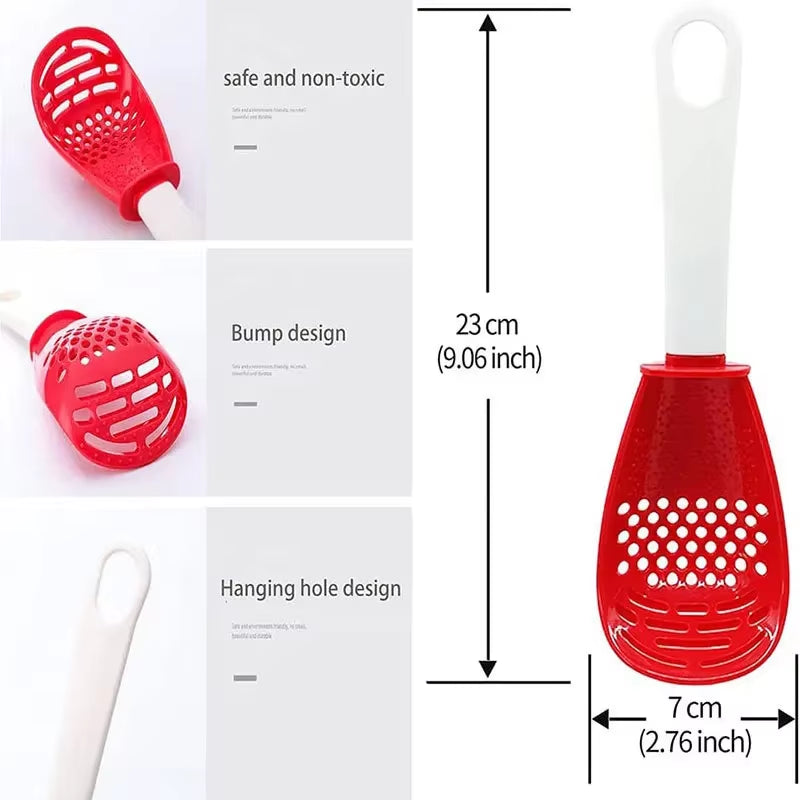 Multifunctional Cooking Spoon Kitchen Strainer Scoop to Cut Garlic Hanging Hole Potato Garlic Press Egg Tool Kitchen Accessory