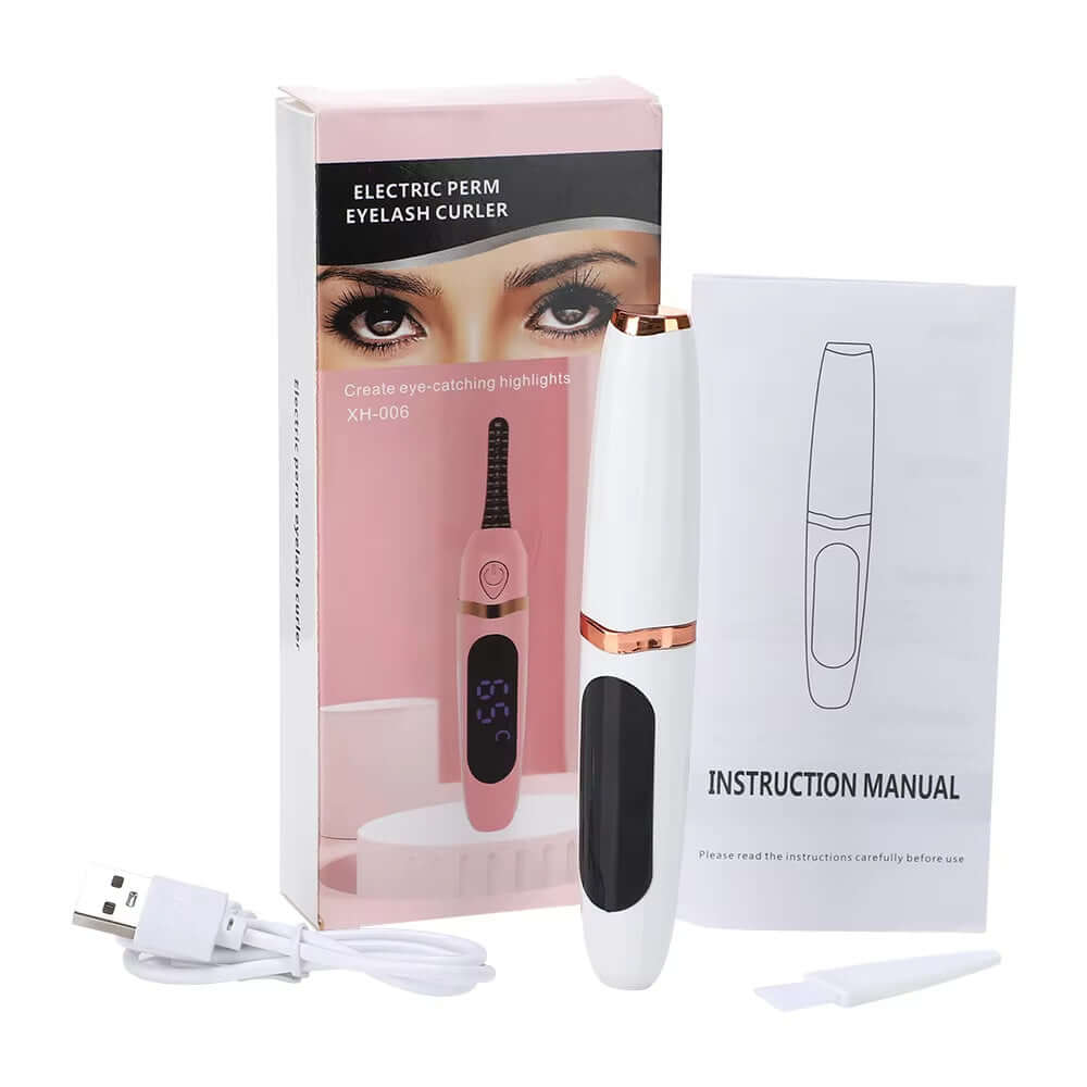 Rechargeable Electric Heated Eyelash Curler Digital Display Eyelash Curler Beauty Makeup Tool 3 Gears Temperature Control Ms.Dear Official Store