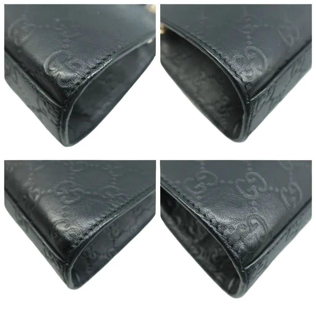 Gucci Emily Medium GG Guccissima Patent Leather Chain Shoulder Bag Black CH Overseas International Flagship Store