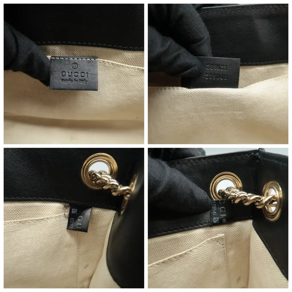 Gucci Emily Medium GG Guccissima Patent Leather Chain Shoulder Bag Black CH Overseas International Flagship Store