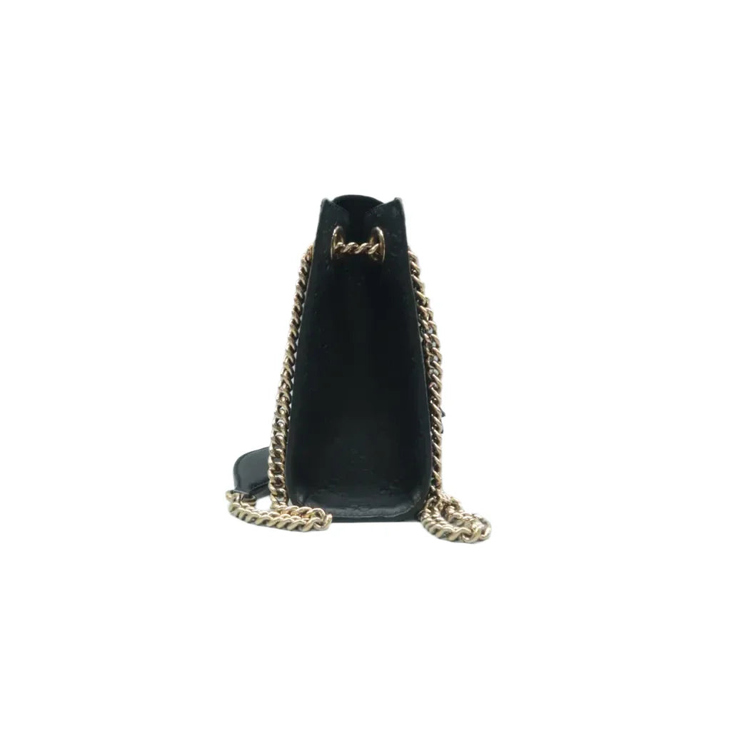 Gucci Emily Medium GG Guccissima Patent Leather Chain Shoulder Bag Black CH Overseas International Flagship Store