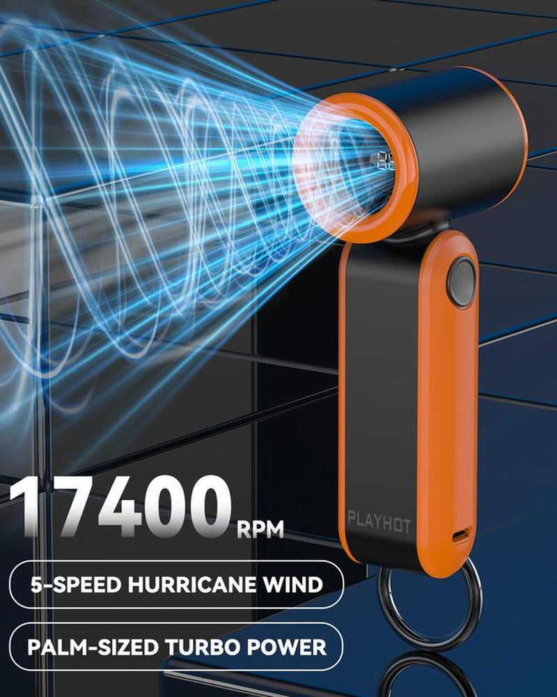 PLAYHOT Portable Handheld Turbo Fan 5Gear 17400 RPM, up to 8 Working Hours, Battery Operated, Air Turbo Tech Hand Fan for Outdoor Activities, Travel & Working