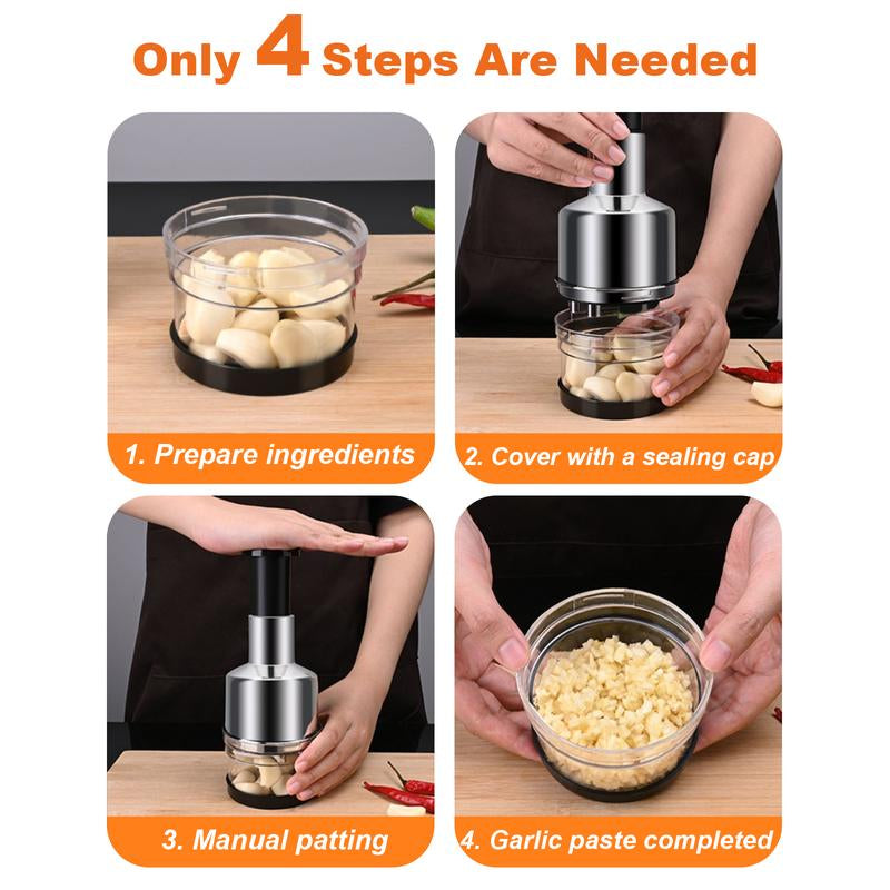 Food Chopper, Handheld Veggie Chopper for Vegetable, Onion, Garlic, Nut, Hand Vegetable Cutter, Easy to Clean Manual Hand Vegetable Chopper Dicer, Stainless Steel Blade