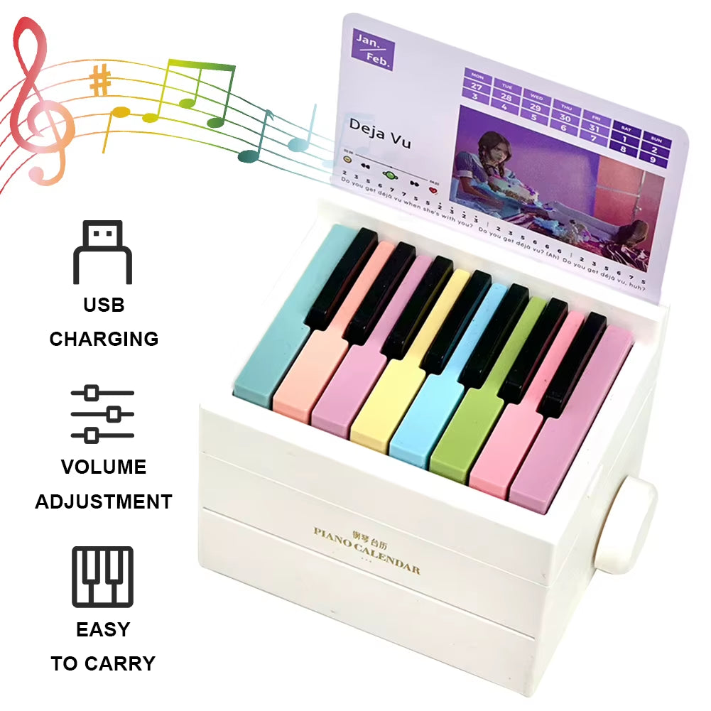 Singer Piano Calendar 2025 Playable Mini Piano Calendar Music Sheets Toy 15 Keys Piano Desk Calendar Gift for Fans