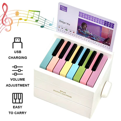 Singer Piano Calendar 2025 Playable Mini Piano Calendar Music Sheets Toy 15 Keys Piano Desk Calendar Gift for Fans