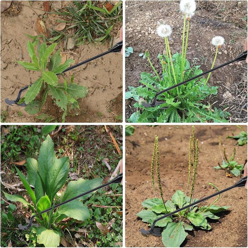 Garden Weed Pulling Tool Uprooting Weeding Tool, 4 Teeth Weed Puller Tool Manganese Steel Garden Weeder Tool for Vegetable Gardening Planting (Black, 2 Pack, 16 Inches)