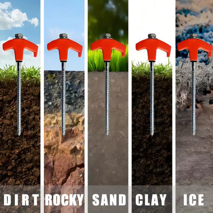 Screw in Tent Stakes 4 Pcs Tent Stakes Heavy Duty - Ground Anchors Screw in Tent Pegs Camping Stakes Metal Threaded Spikes