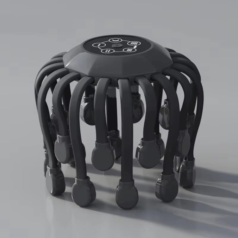 Electric Octopus-Shaped Scalp Massager, Hand-Free Head Scratcher for Relieving Hair Stimulation. Rechargeable and Stress Relief
