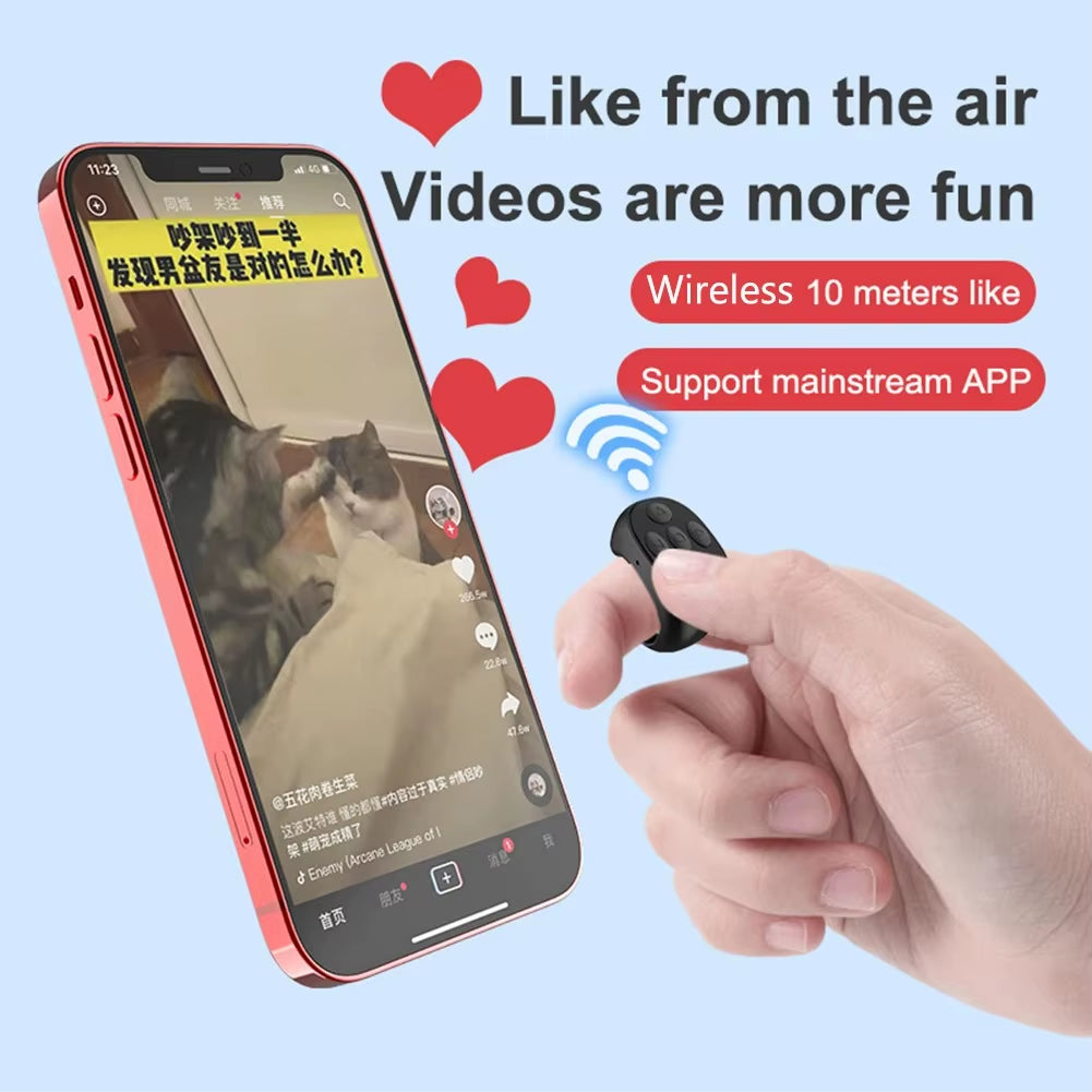 For Tiktok Ring Bluetooth Remote Control Fingertip Selfie Video Controller Automatic Page Turner Browsing for Mobile Phone