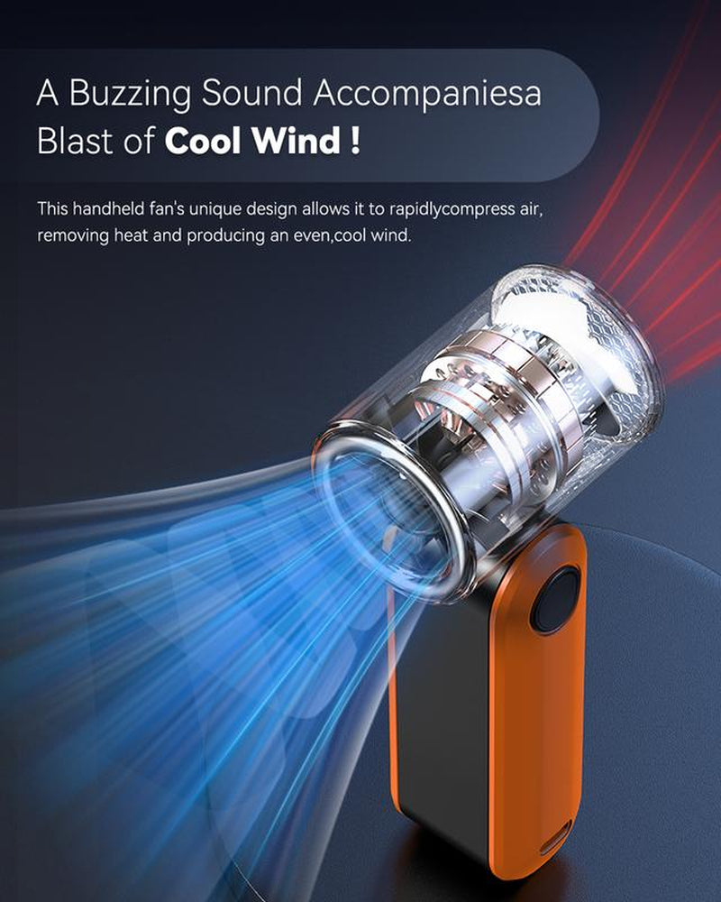 PLAYHOT Portable Handheld Turbo Fan 5Gear 17400 RPM, up to 8 Working Hours, Battery Operated, Air Turbo Tech Hand Fan for Outdoor Activities, Travel & Working