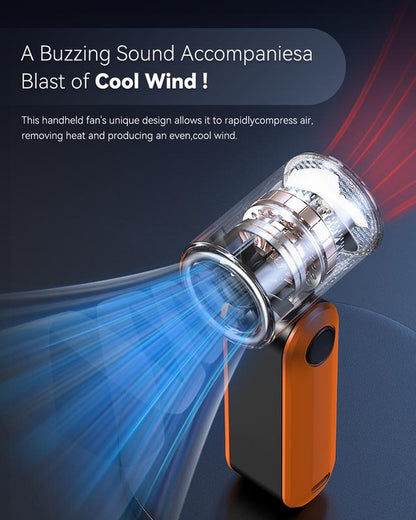 PLAYHOT Portable Handheld Turbo Fan 5Gear 17400 RPM, up to 8 Working Hours, Battery Operated, Air Turbo Tech Hand Fan for Outdoor Activities, Travel & Working