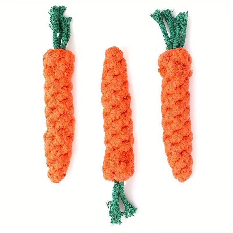 Pet Chew Toy With Carrot Cotton Rope For Small Dogs - Durable Knot Toy, Interactive Game For Dog And Cat Teeth Cleaning Shop1103308182 Store