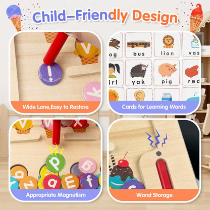 Alphabet Wooden Color Matching Counting Puzzle for Toddlers Educational Fine Motor Skills Toy