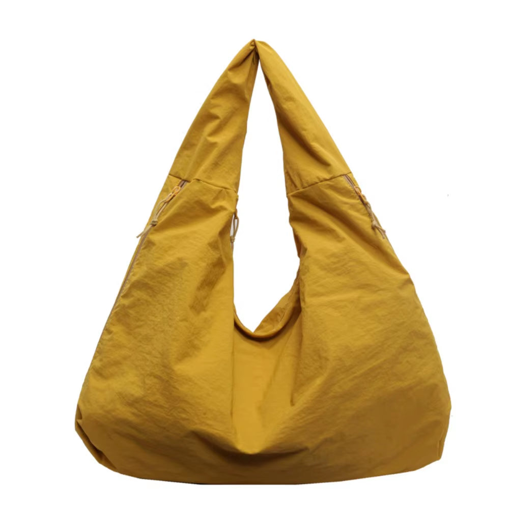 Women'S Solid Color Textured Draped Tote Bag Casual Reusable Canvas Shoulder Bags Large Capacity Shopping Bag All Match Underarm