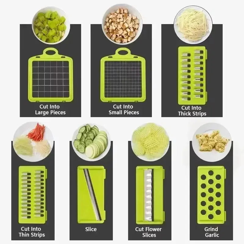 Multifunctional Vegetable Chopper 14/16 in One Chopper Handle Food Grate Chopper Kitchen Vegetable Slicer Dicing Machine Cutting YL Kitchens Store