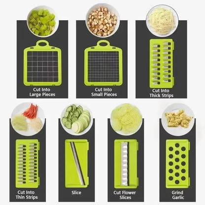 Multifunctional Vegetable Chopper 14/16 in One Chopper Handle Food Grate Chopper Kitchen Vegetable Slicer Dicing Machine Cutting YL Kitchens Store