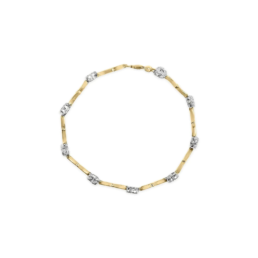 View details for 10k Two-Tone Gold 1/3 Cttw Diamond Pave Set Heart S-Link 7.25" Bracelet (I-J Color, I2-I3 Clarity) 