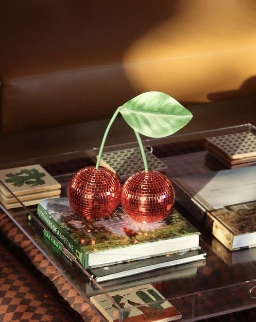Cherry Disco Ball, Whimsical Dopamine Decor, Quirky Decorative Object Inspecial Home
