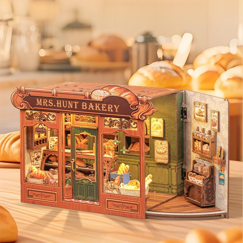 【MRS.HUNT BAKERY】CUTEBEE Dollhouse Miniature with Furniture, DIY Wooden Dollhouse Kit plus Dust Proof, Creative Room Idea