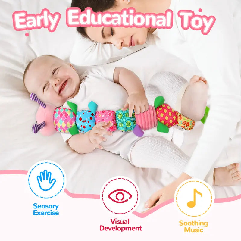 Pink Newborn Baby Toy Musical Stuffed Animal Tummy Time Crinkle Rattle Gift