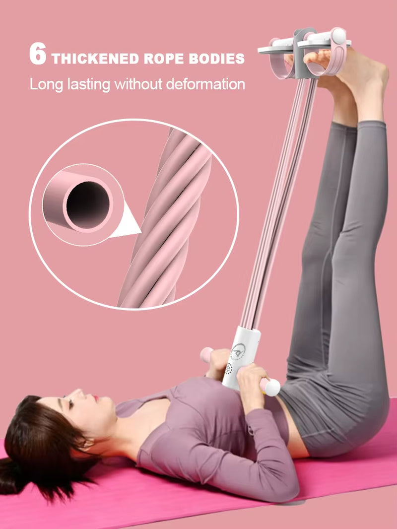 Resistance Bands 4/6-Tube Yoga Pedal Puller Resistance Band Elastic Pull Rope Fitness Equipment for Abdomen Waist Arm Training