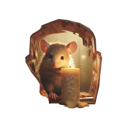 Cartoon Cute Little Mouse Hole Wall Stickers Kids Room Decoration PVC DIY Bedroom Mural Mous Reading Cooking Home Decor Declas