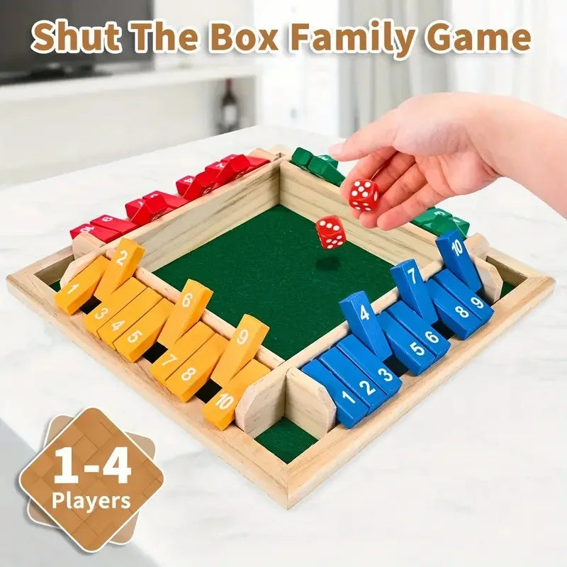 2-In-1 Wooden Dice Game Board, Family Party Fun Board Game, Multi-Color Chessboard Number Game, Ideal for Family Gatherings