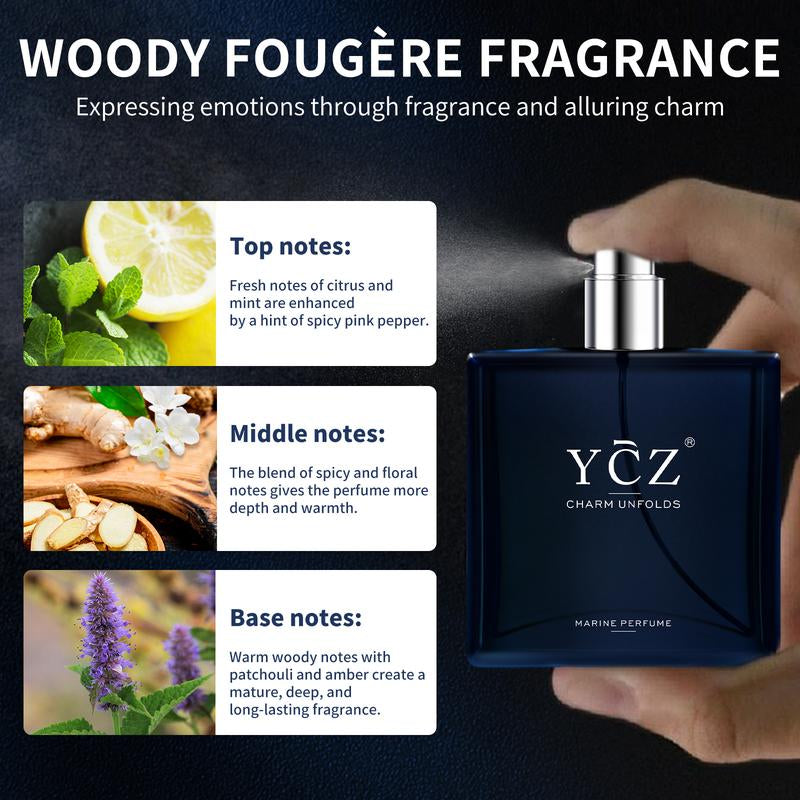 YCZ Midnight Marine Man Cologne, Long Lasting Men Perfume,Men'S Cologne , Gift,1.7Oz(50Ml)
