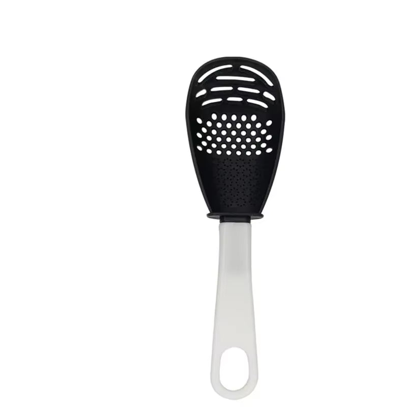 Multifunctional Cooking Spoon Kitchen Strainer Scoop to Cut Garlic Hanging Hole Potato Garlic Press Egg Tool Kitchen Accessory