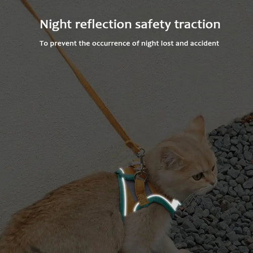  Adjustable Cat Harness With Leash Set Reflective Vest Pet Harnesses