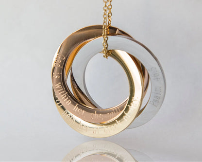 View details for Personalized Scripture Rings Necklace, Custom Christian Russian Rings