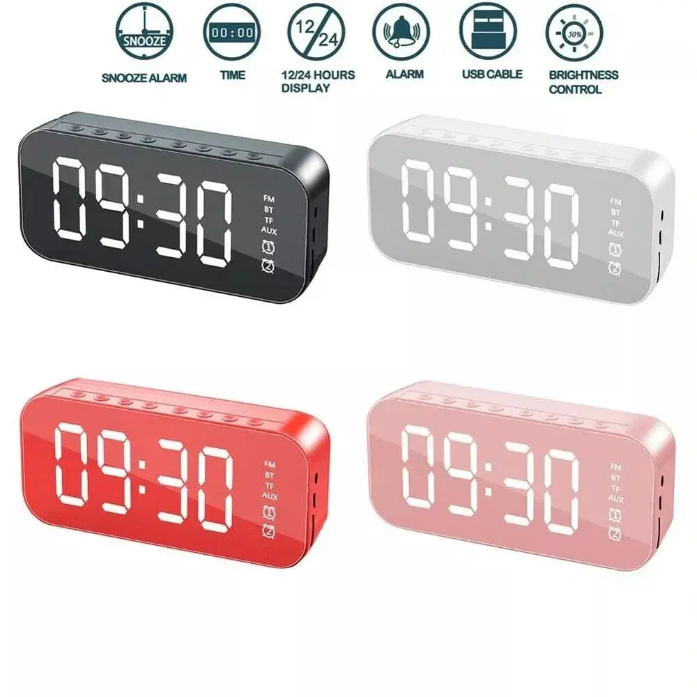 LED Display Alarm Clock Wireless Bluetooth Speakers Teal Simba