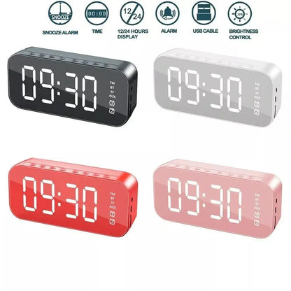 LED Display Alarm Clock Wireless Bluetooth Speakers Teal Simba