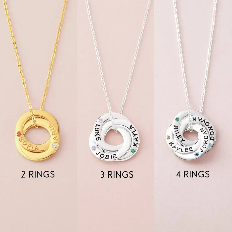 View details for Mom Necklace With Kids Names Birthstones, Children Birthstone Jewelry